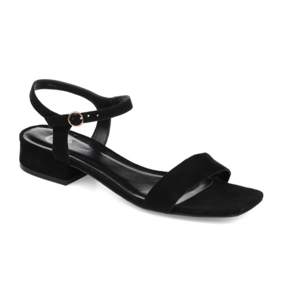 JOURNEE COLLECTION WOMENS BEYLA BLOCK HEEL FLAT SANDALS BLACK 7M